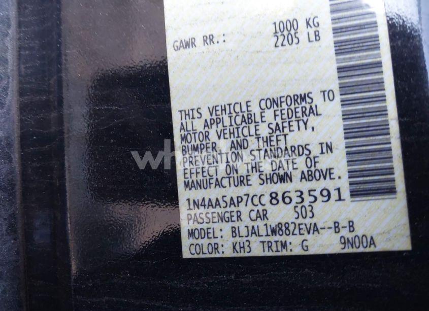 Photo 9 of 2012 Nissan Maxima 3.5 SV (VIN 1N4AA5AP7CC863591)