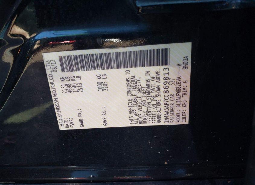 Photo 9 of 2012 Nissan Maxima 3.5 SV (VIN 1N4AA5AP7CC869813)