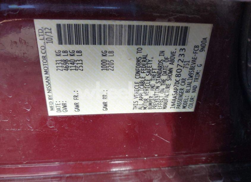 Photo 9 of 2013 Nissan Maxima 3.5 SV (VIN 1N4AA5AP7DC807233)