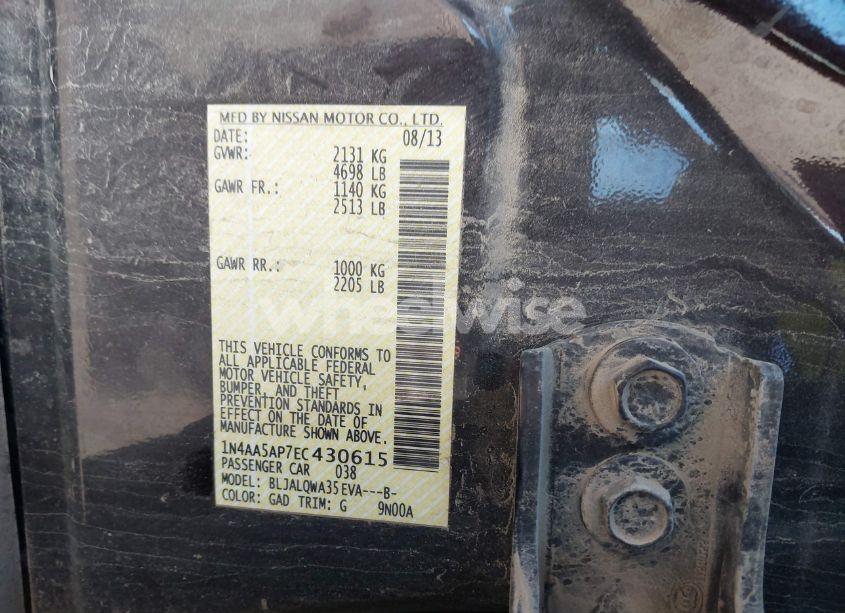 Photo 9 of 2014 Nissan Maxima 3.5 S (VIN 1N4AA5AP7EC430615)