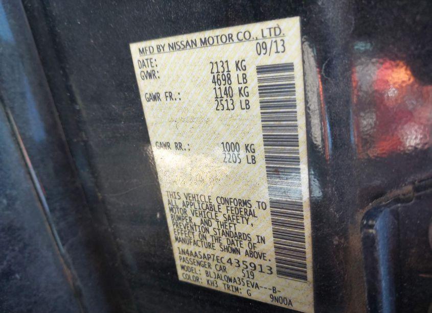 Photo 9 of 2014 Nissan Maxima 3.5 S (VIN 1N4AA5AP7EC435913)