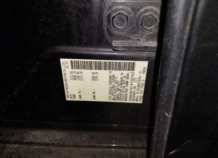 Photo 9 of 2014 Nissan Maxima 3.5 S/3.5 SV (VIN 1N4AA5AP7EC459242)