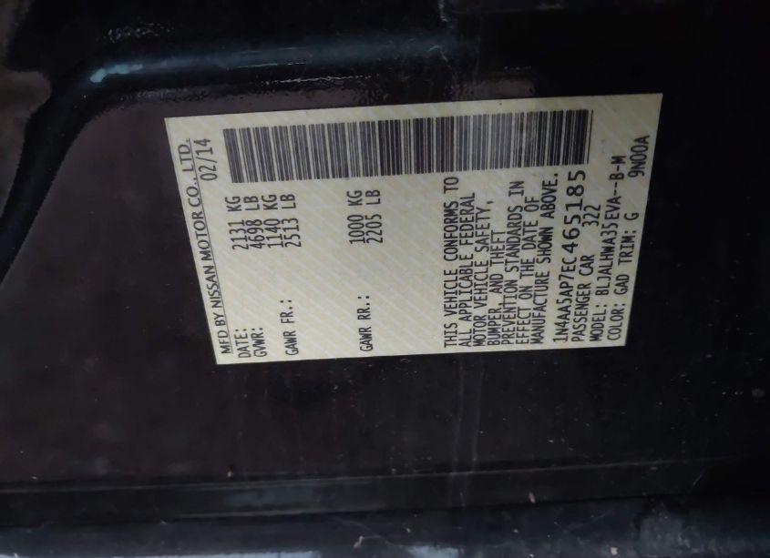 Photo 9 of 2014 Nissan Maxima 3.5 SV (VIN 1N4AA5AP7EC465185)