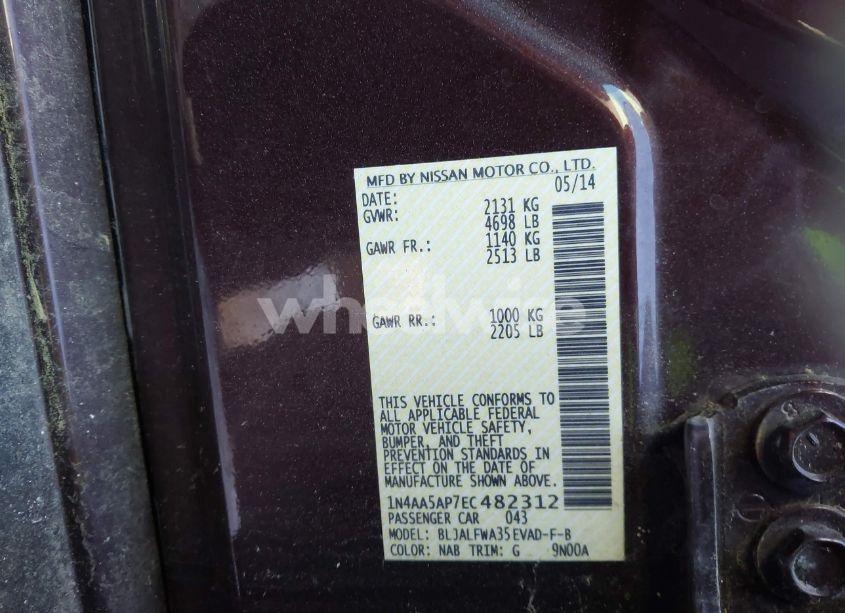 Photo 9 of 2014 Nissan Maxima 3.5 SV (VIN 1N4AA5AP7EC482312)