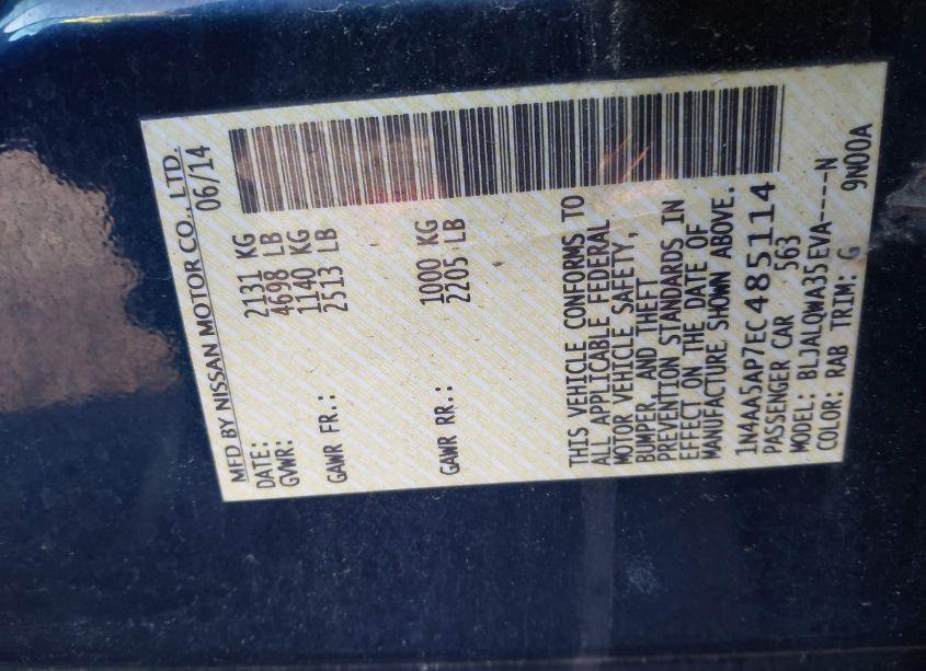 Photo 9 of 2014 Nissan Maxima 3.5 S (VIN 1N4AA5AP7EC485114)