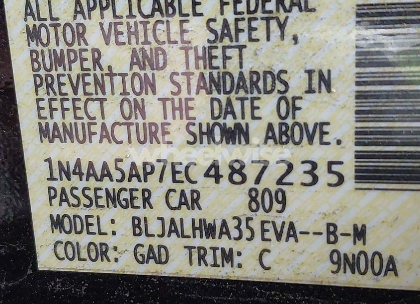 Photo 9 of 2014 Nissan Maxima 3.5 SV (VIN 1N4AA5AP7EC487235)