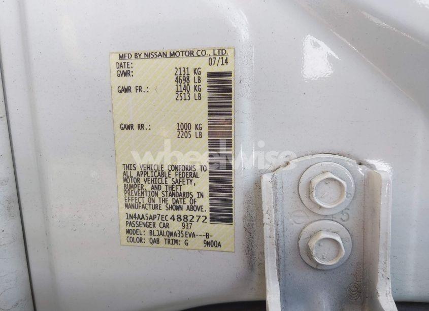 Photo 9 of 2014 Nissan Maxima 3.5 S/3.5 SV (VIN 1N4AA5AP7EC488272)