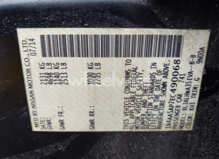 Photo 9 of 2014 Nissan Maxima 3.5 SV (VIN 1N4AA5AP7EC490068)