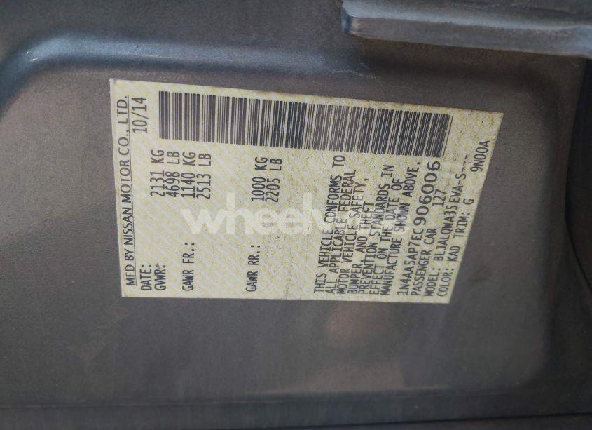 Photo 9 of 2014 Nissan Maxima 3.5 S (VIN 1N4AA5AP7EC906006)