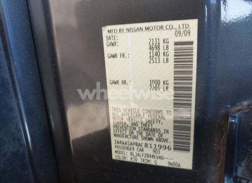 Photo 9 of 2010 Nissan Maxima 3.5 SV (VIN 1N4AA5AP8AC811996)