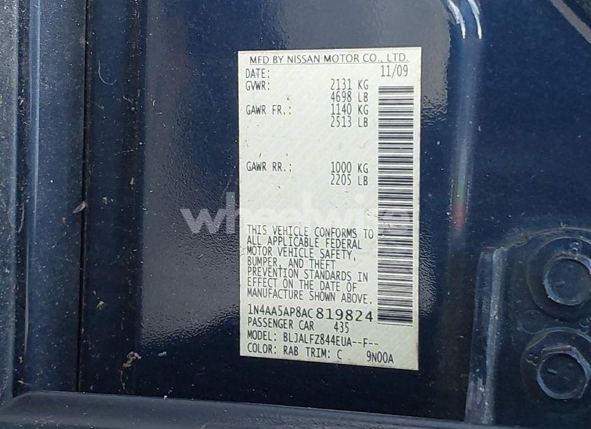 Photo 9 of 2010 Nissan Maxima 3.5 SV (VIN 1N4AA5AP8AC819824)