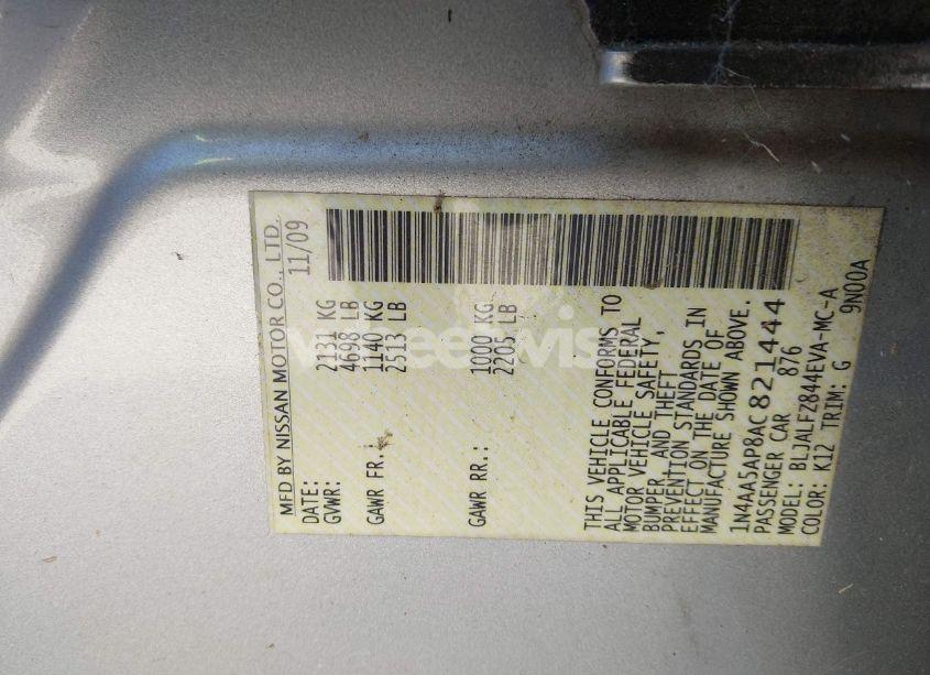 Photo 9 of 2010 Nissan Maxima 3.5 SV (VIN 1N4AA5AP8AC821444)