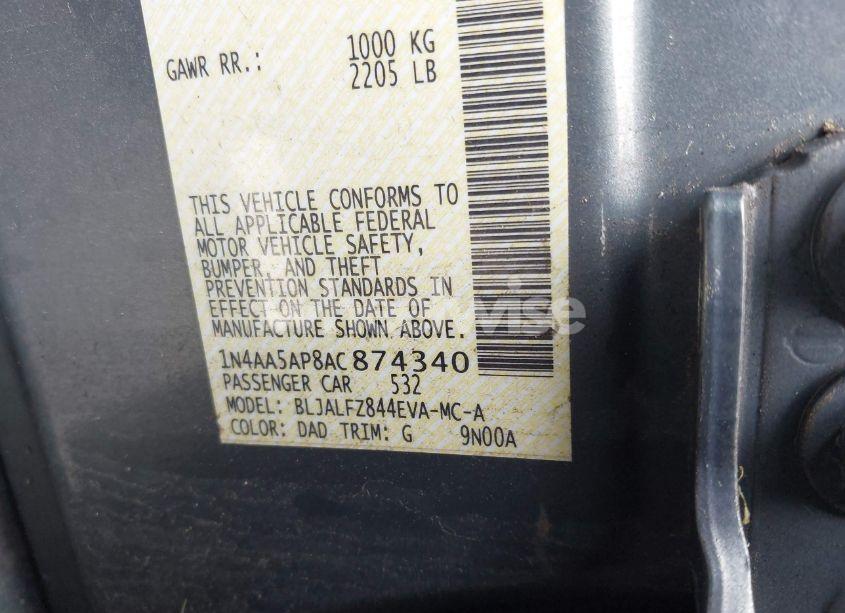 Photo 9 of 2010 Nissan Maxima 3.5 SV (VIN 1N4AA5AP8AC874340)