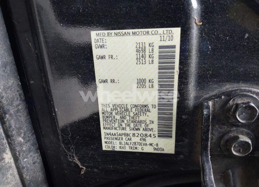 Photo 9 of 2011 Nissan Maxima 3.5 SV (VIN 1N4AA5AP8BC820845)