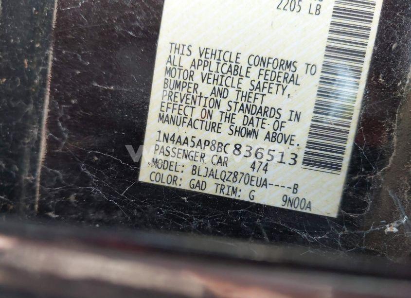 Photo 9 of 2011 Nissan Maxima 3.5 S (VIN 1N4AA5AP8BC836513)