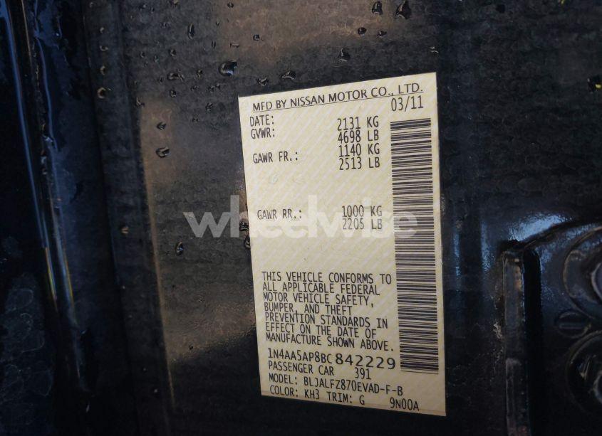 Photo 9 of 2011 Nissan Maxima 3.5 SV (VIN 1N4AA5AP8BC842229)