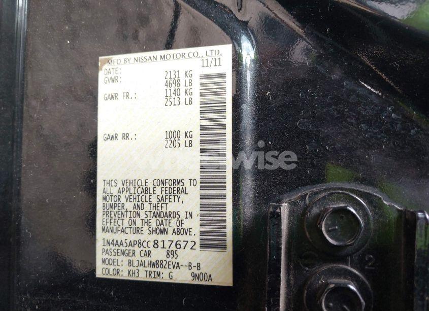 Photo 9 of 2012 Nissan Maxima 3.5 SV (VIN 1N4AA5AP8CC817672)