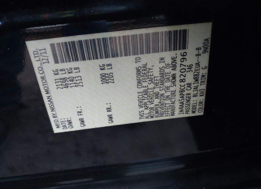 Photo 9 of 2012 Nissan Maxima 3.5 SV (VIN 1N4AA5AP8CC820796)