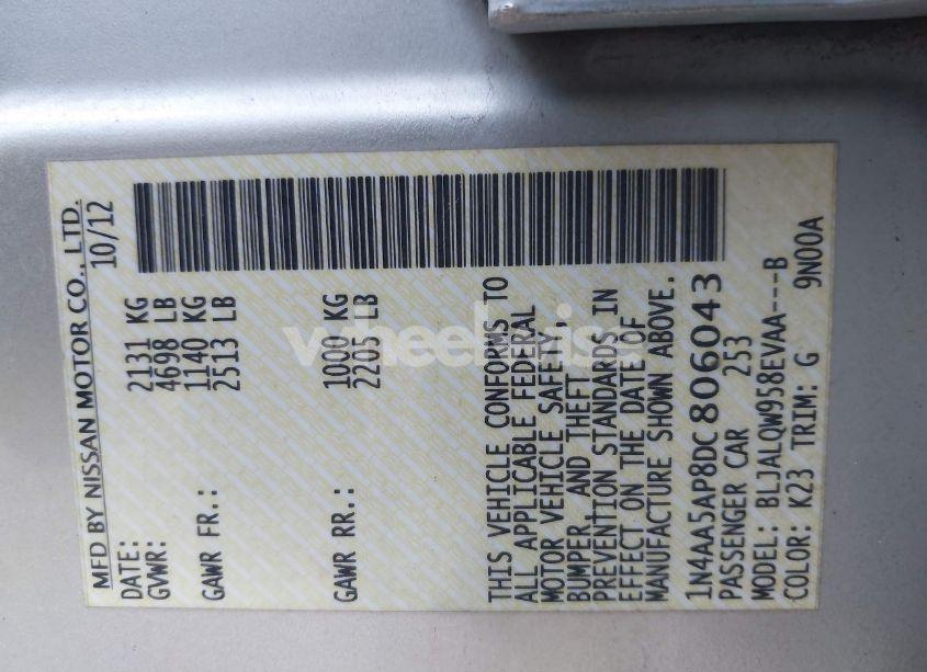 Photo 9 of 2013 Nissan Maxima 3.5 S (VIN 1N4AA5AP8DC806043)