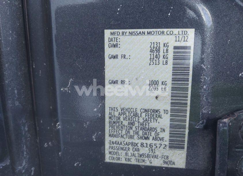 Photo 9 of 2013 Nissan Maxima 3.5 SV (VIN 1N4AA5AP8DC816572)