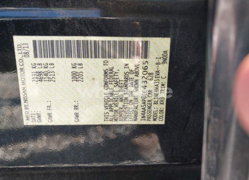 Photo 9 of 2014 Nissan Maxima 3.5 SV (VIN 1N4AA5AP8EC432065)