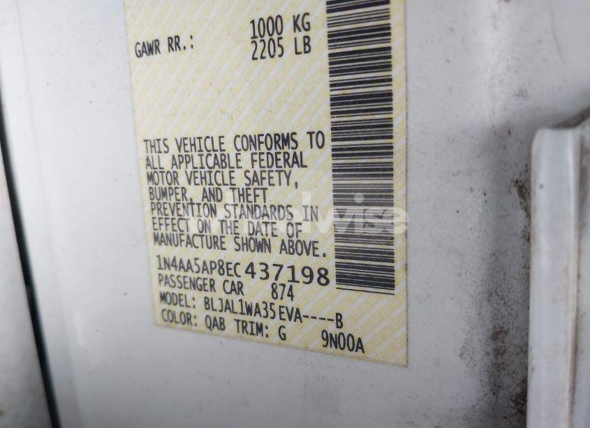 Photo 9 of 2014 Nissan Maxima 3.5 S/3.5 SV (VIN 1N4AA5AP8EC437198)