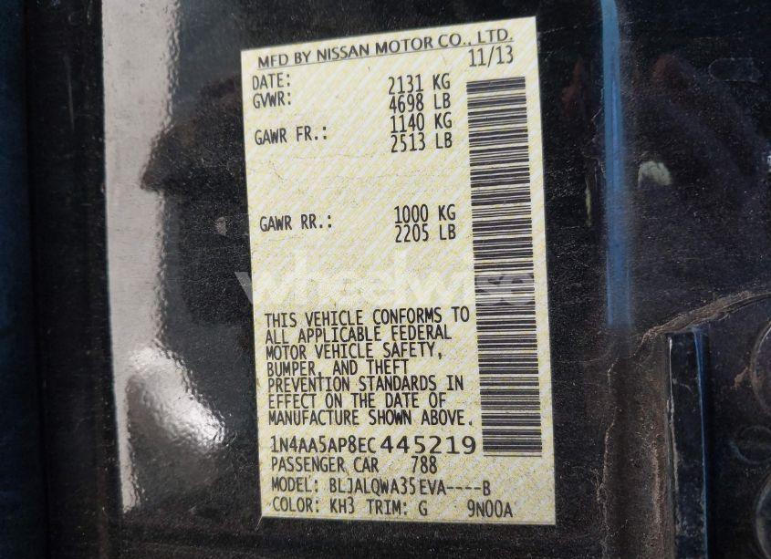 Photo 9 of 2014 Nissan Maxima 3.5 S (VIN 1N4AA5AP8EC445219)