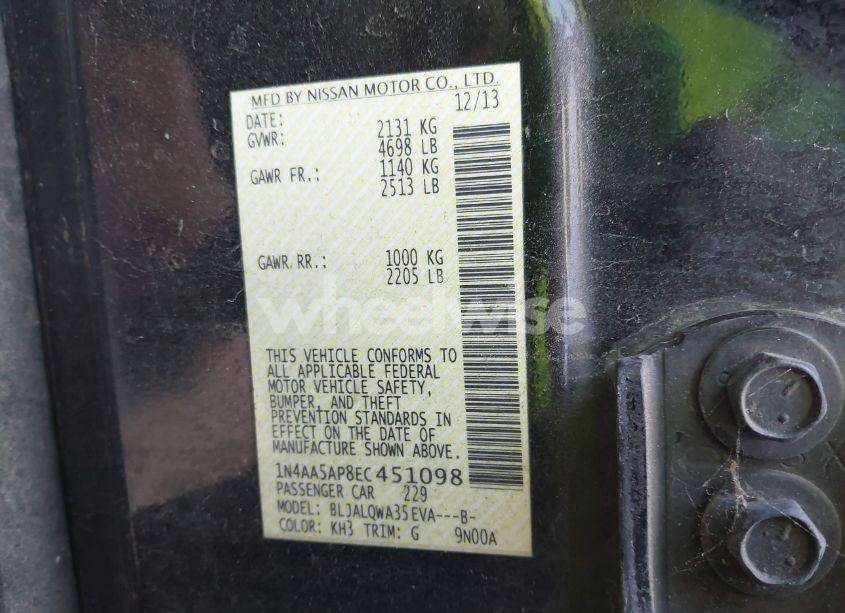 Photo 9 of 2014 Nissan Maxima 3.5 S (VIN 1N4AA5AP8EC451098)