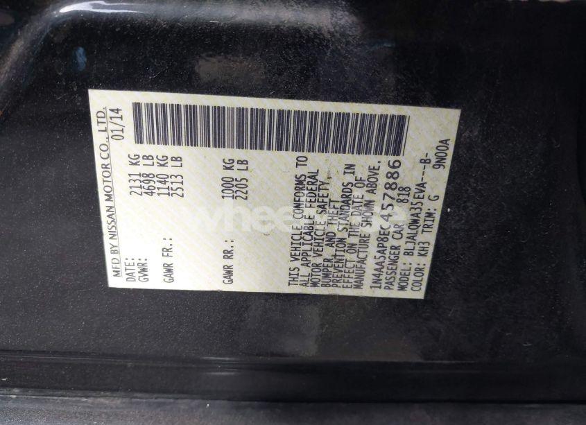 Photo 9 of 2014 Nissan Maxima 3.5 S/3.5 SV (VIN 1N4AA5AP8EC457886)