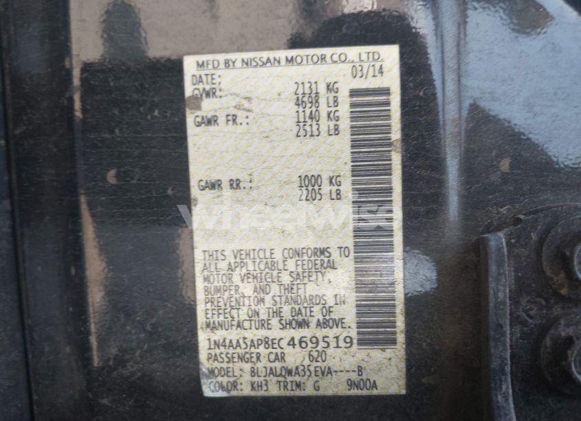 Photo 9 of 2014 Nissan Maxima 3.5 S (VIN 1N4AA5AP8EC469519)