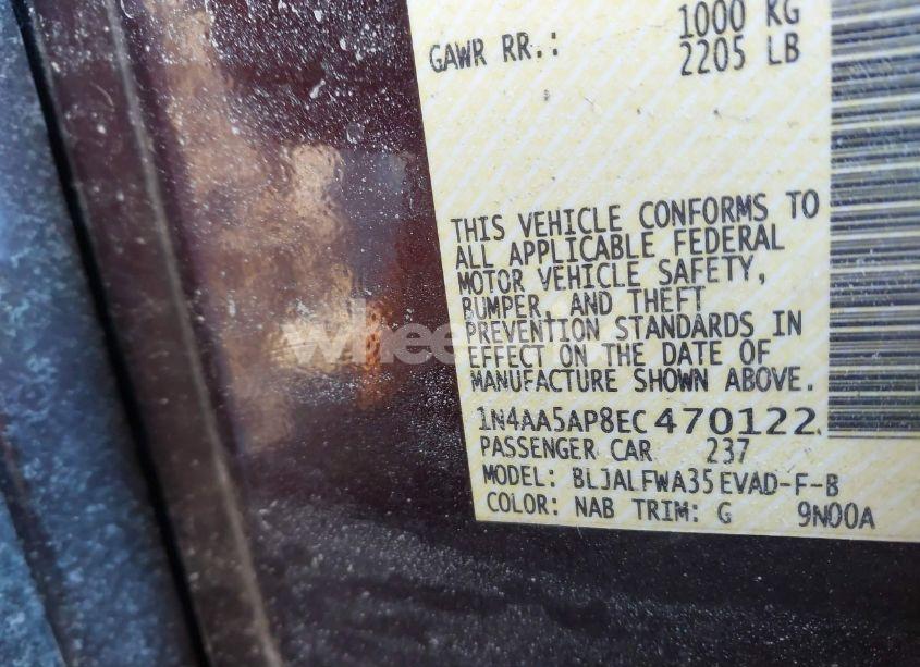 Photo 9 of 2014 Nissan Maxima 3.5 SV (VIN 1N4AA5AP8EC470122)