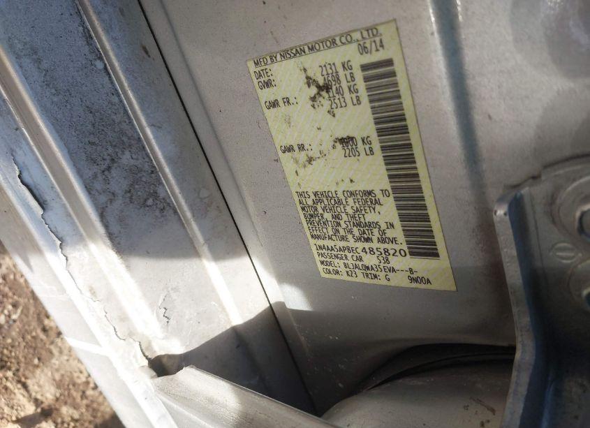 Photo 9 of 2014 Nissan Maxima 3.5 S/3.5 SV (VIN 1N4AA5AP8EC485820)