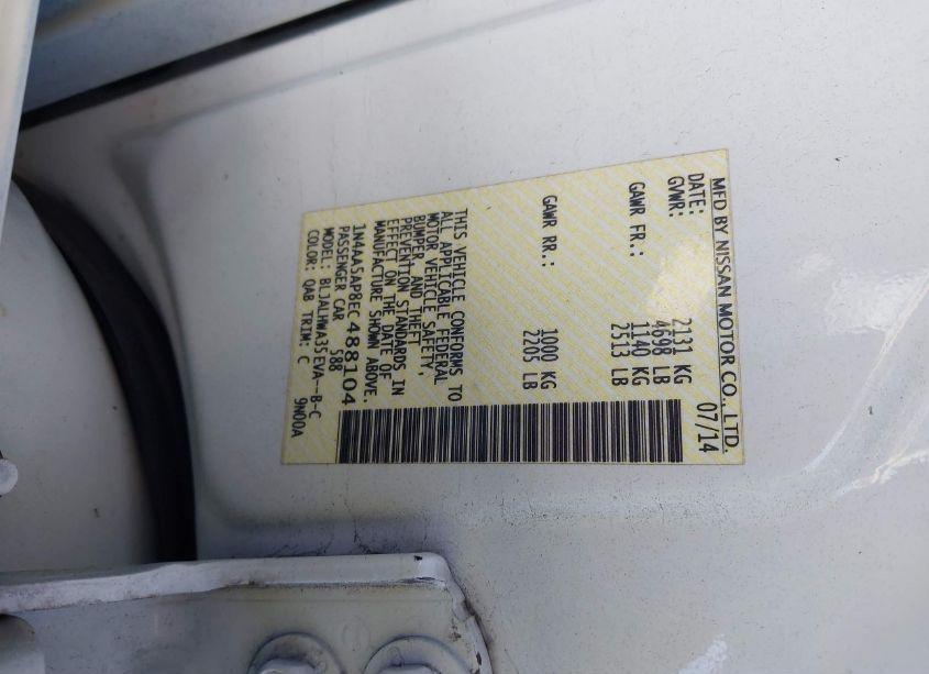 Photo 9 of 2014 Nissan Maxima 3.5 SV (VIN 1N4AA5AP8EC488104)