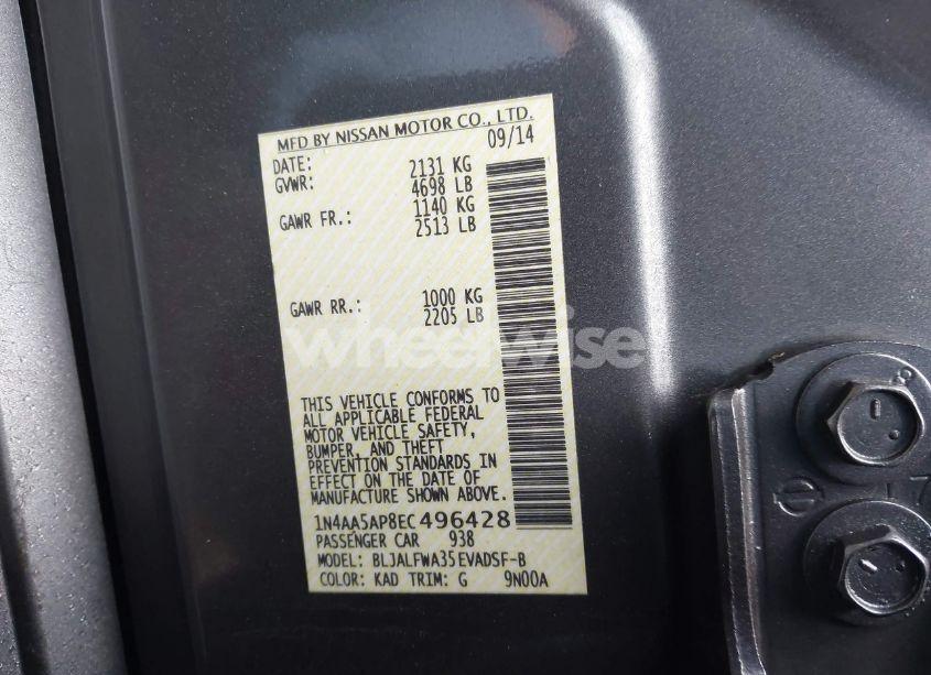 Photo 9 of 2014 Nissan Maxima 3.5 SV (VIN 1N4AA5AP8EC496428)
