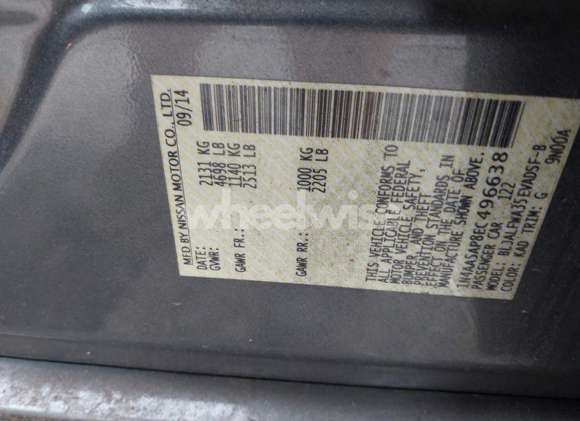 Photo 9 of 2014 Nissan Maxima 3.5 SV (VIN 1N4AA5AP8EC496638)