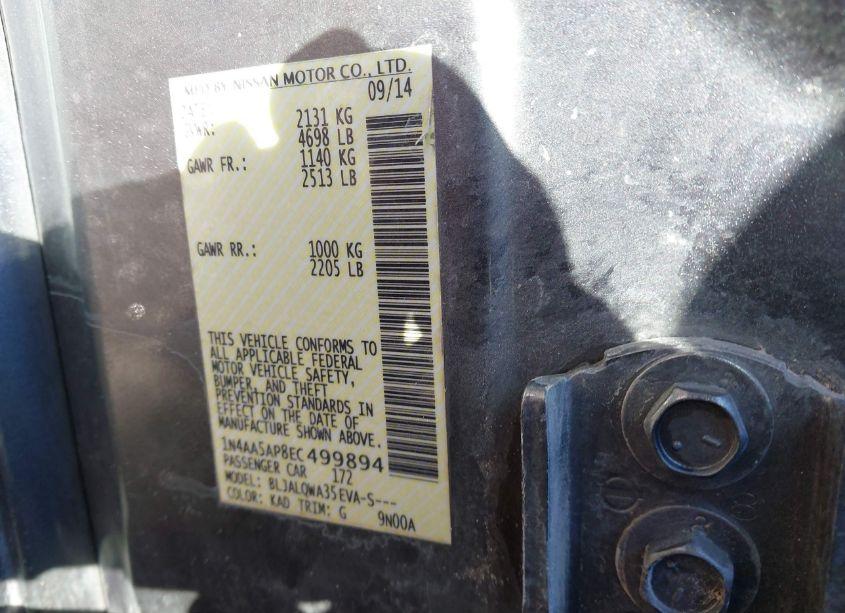 Photo 9 of 2014 Nissan Maxima 3.5 S (VIN 1N4AA5AP8EC499894)