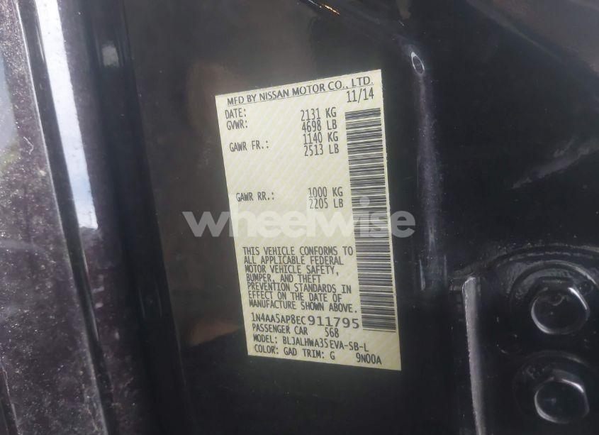 Photo 9 of 2014 Nissan Maxima 3.5 SV (VIN 1N4AA5AP8EC911795)