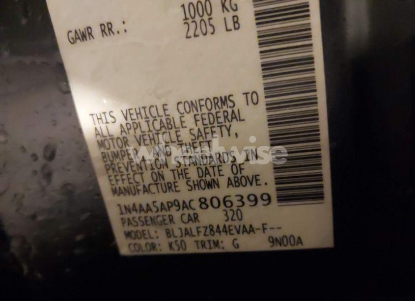 Photo 9 of 2010 Nissan Maxima 3.5 SV (VIN 1N4AA5AP9AC806399)