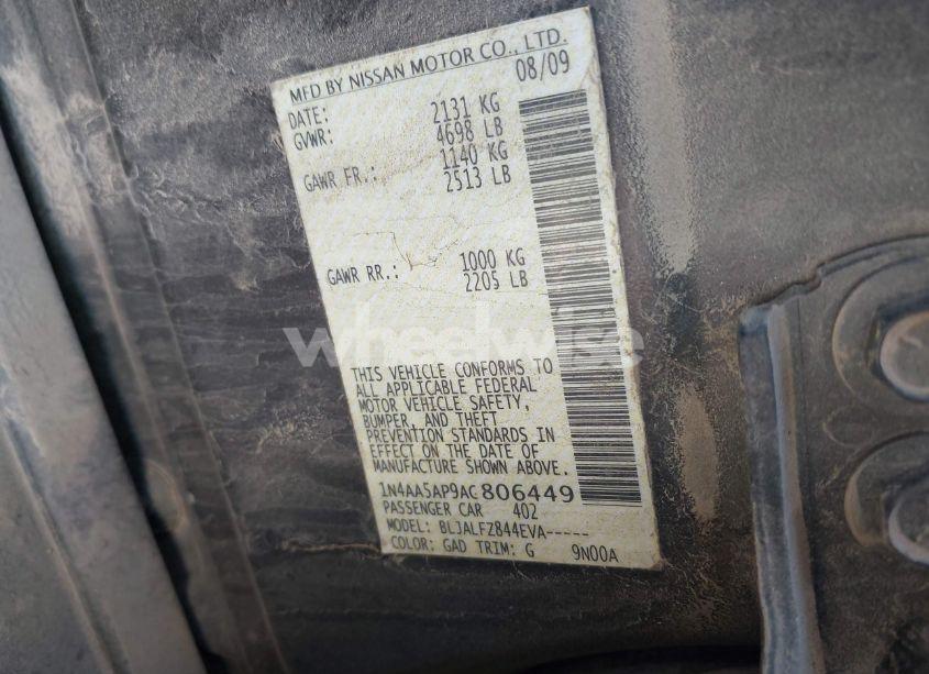 Photo 9 of 2010 Nissan Maxima 3.5 SV (VIN 1N4AA5AP9AC806449)