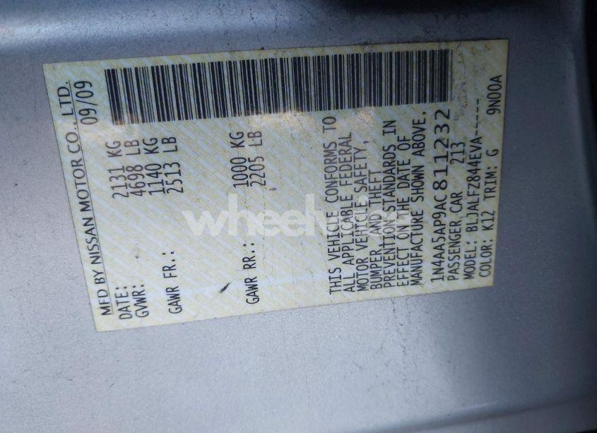 Photo 9 of 2010 Nissan Maxima 3.5 SV (VIN 1N4AA5AP9AC811232)