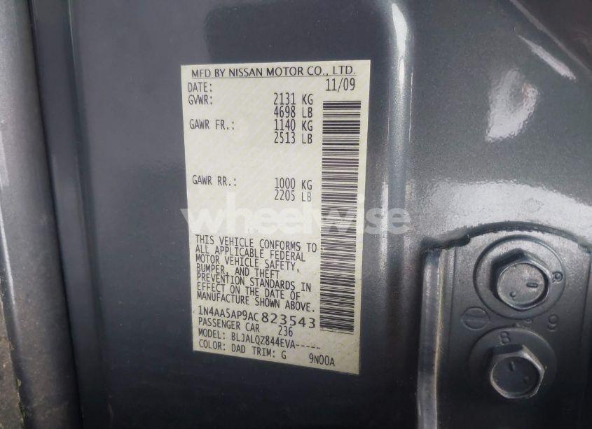 Photo 9 of 2010 Nissan Maxima 3.5 S (VIN 1N4AA5AP9AC823543)