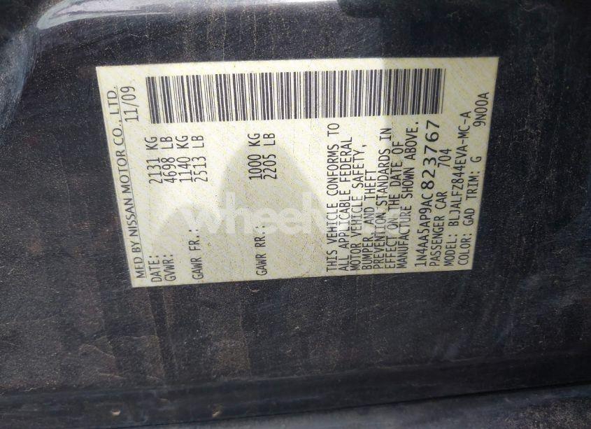 Photo 9 of 2010 Nissan Maxima 3.5 SV (VIN 1N4AA5AP9AC823767)