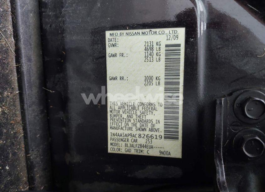 Photo 9 of 2010 Nissan Maxima 3.5 SV (VIN 1N4AA5AP9AC826619)