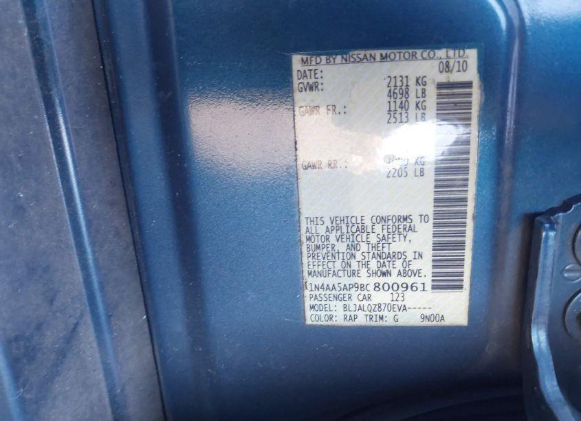 Photo 9 of 2011 Nissan Maxima 3.5 S (VIN 1N4AA5AP9BC800961)