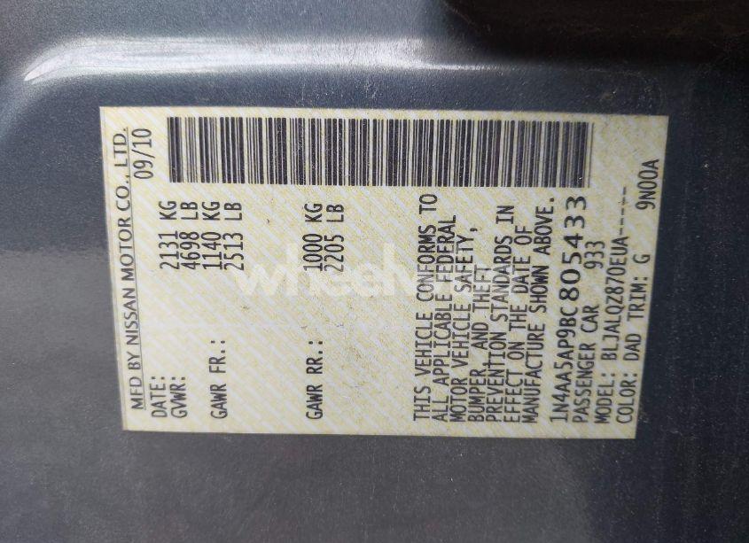 Photo 9 of 2011 Nissan Maxima 3.5 S (VIN 1N4AA5AP9BC805433)