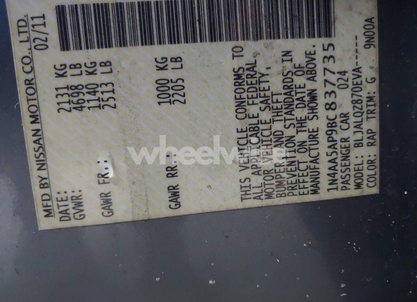 Photo 9 of 2011 Nissan Maxima 3.5 S (VIN 1N4AA5AP9BC837735)