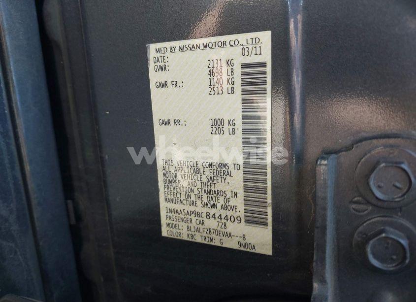 Photo 9 of 2011 Nissan Maxima 3.5 SV (VIN 1N4AA5AP9BC844409)