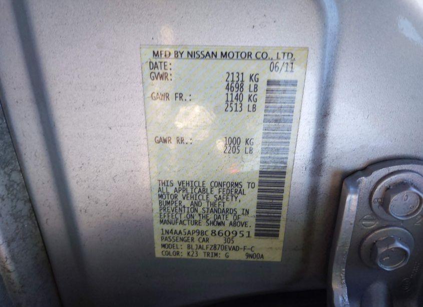 Photo 9 of 2011 Nissan Maxima 3.5 SV (VIN 1N4AA5AP9BC860951)