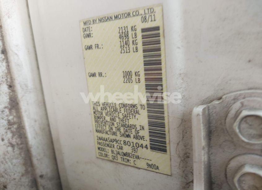 Photo 9 of 2012 Nissan Maxima 3.5 S (VIN 1N4AA5AP9CC801044)