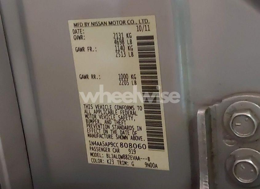 Photo 9 of 2012 Nissan Maxima 3.5 S (VIN 1N4AA5AP9CC808060)